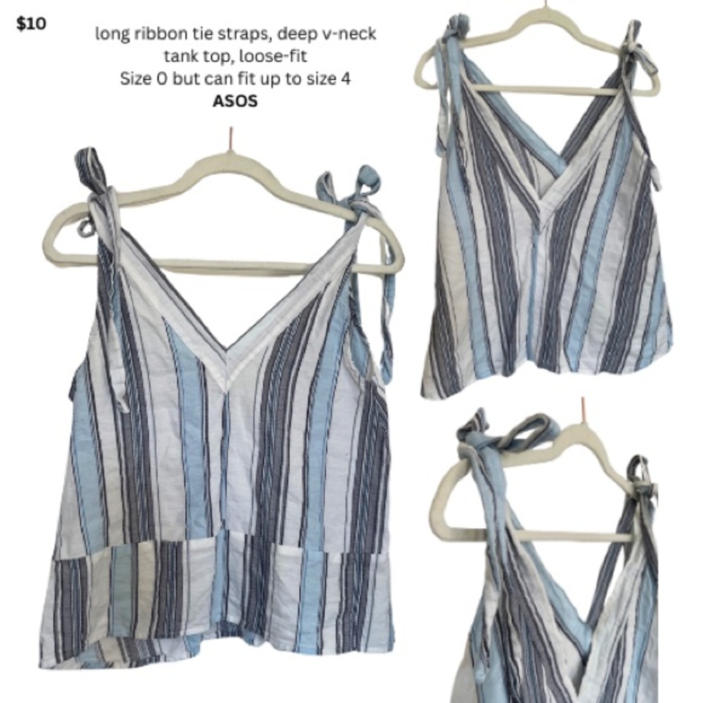 ASOS Striped Tank Top with Ribbon Straps